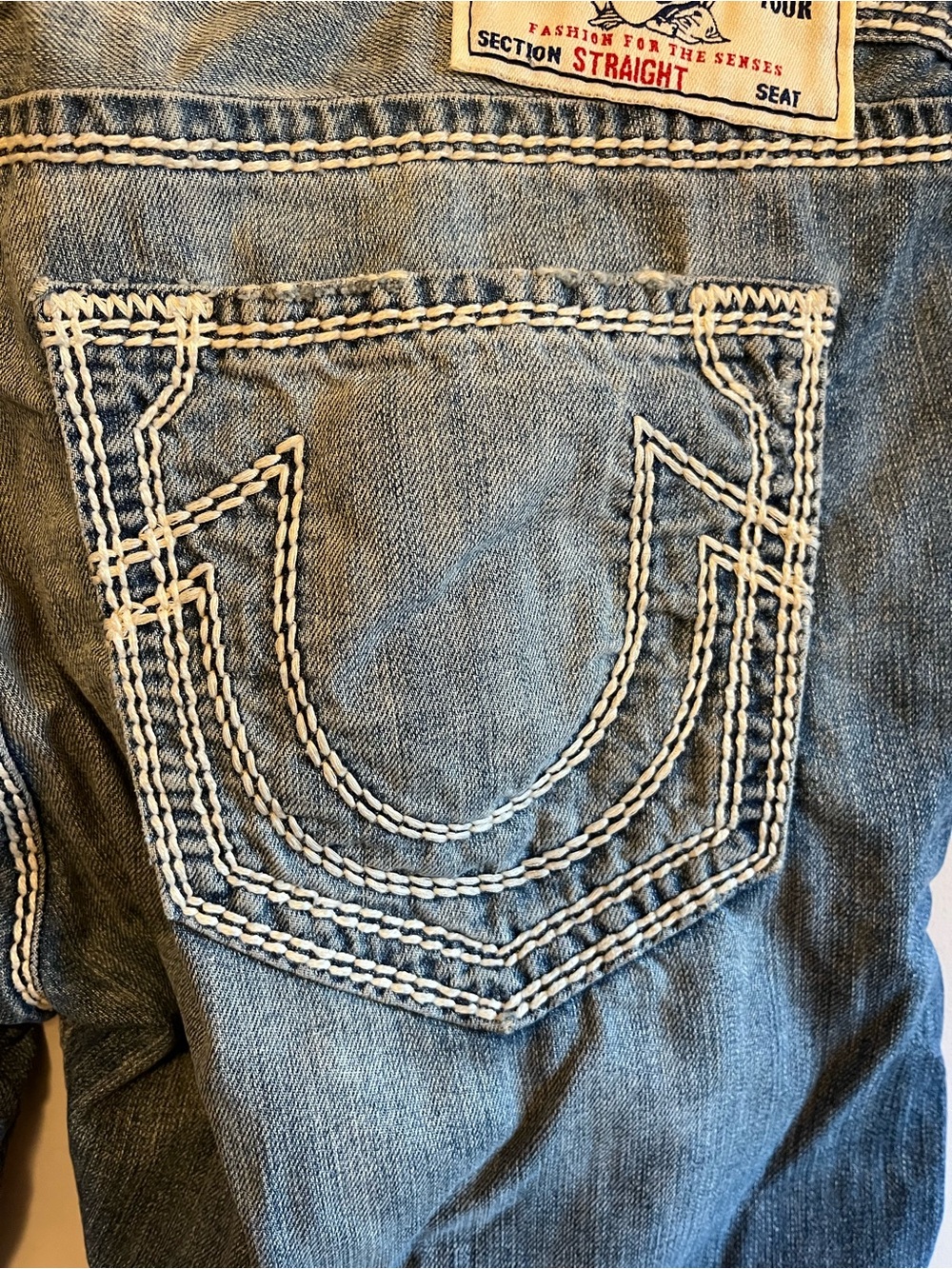 True Religion Men's Blue Distressed Denim Jeans - Picture 6 of 7